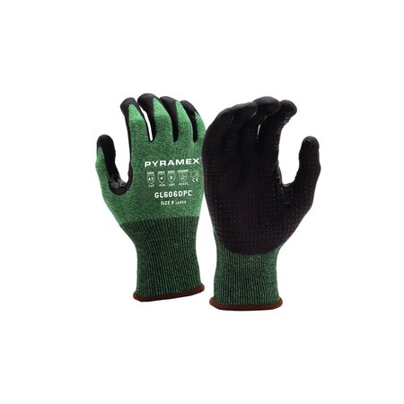 PYRAMEX Micro-Foam Nitrile Gloves with Dotted Palms, 18G HPPE, Reinforced Thumb, Size XXL, 12PK GL606DPCX2